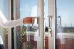 Chrome patio door handles for a home in Bournemouth.